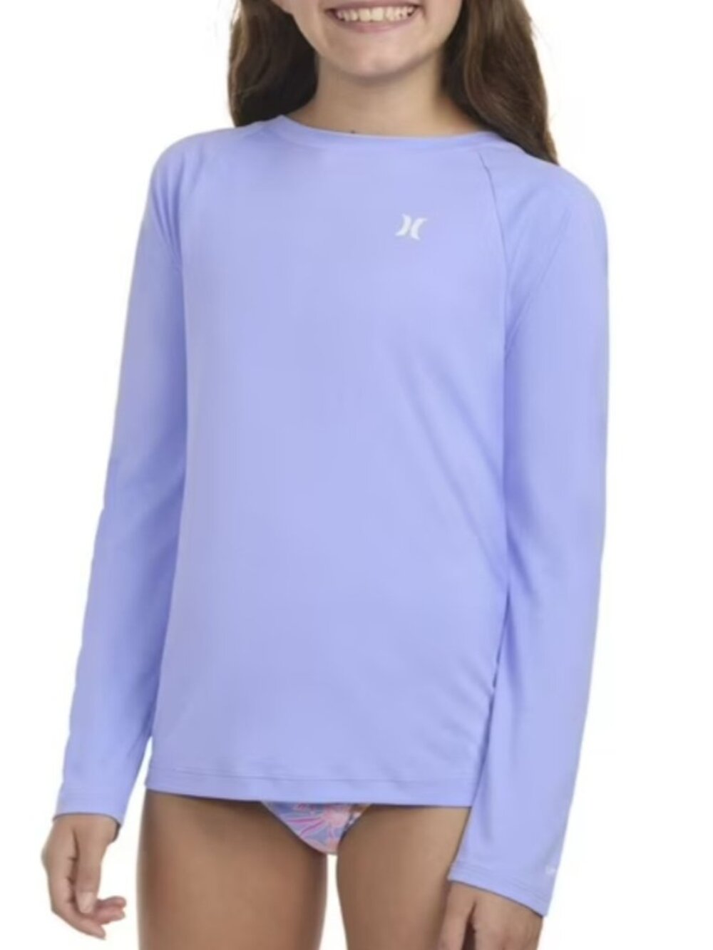 Hurley Girls Crewneck  Long Raglan Sleeve Moisture wicking UPF 50+ T-Shirt